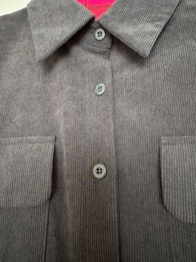 MODESEES - Corduroy Shirt Dress - Charcoal - M